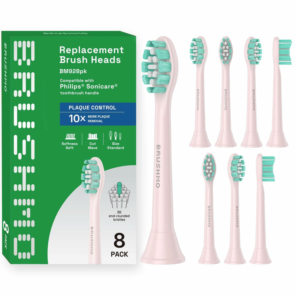 Brushmo Plaque Control Replacement Toothbrush Heads, Compatible with Philips