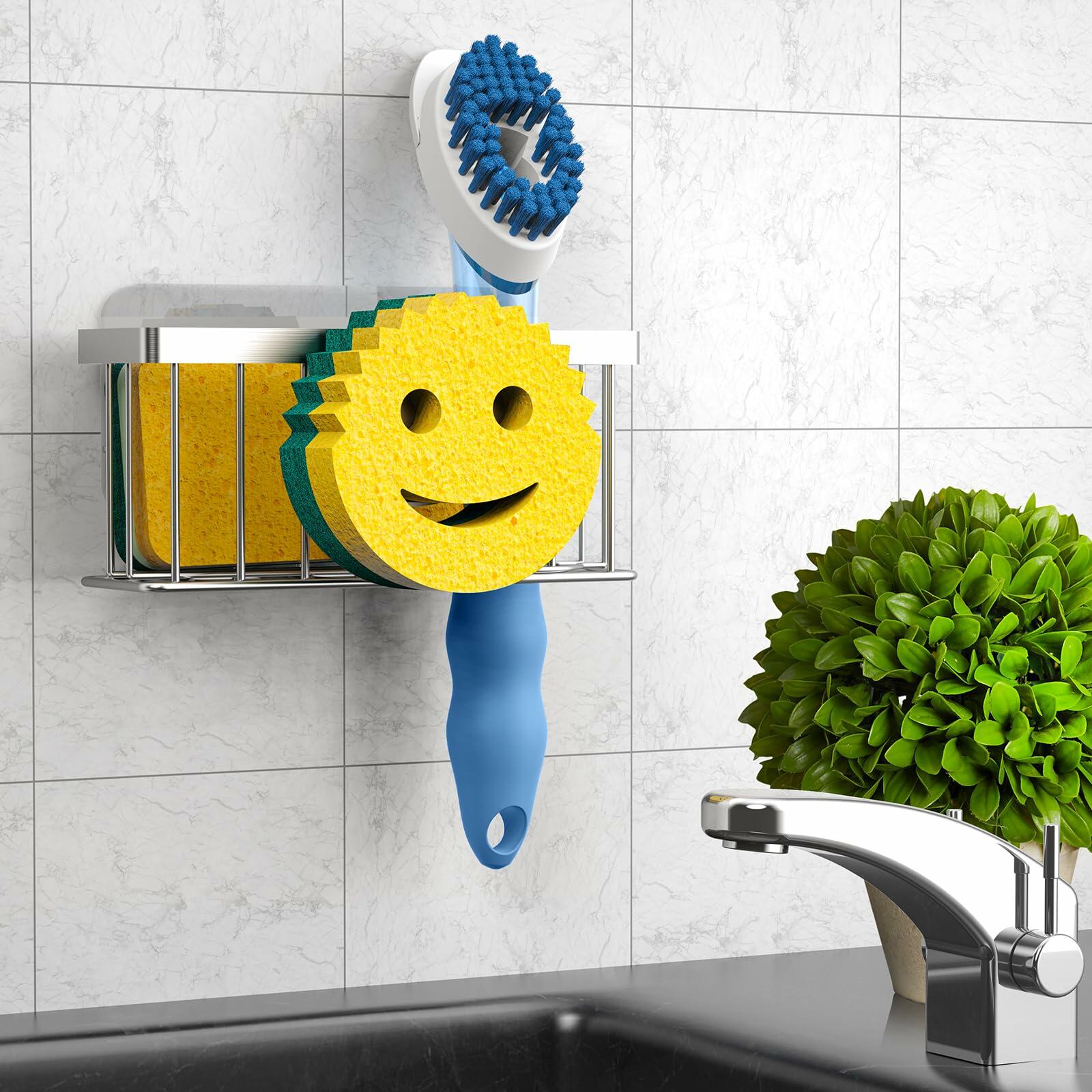 MURLONG Sponge Holder Smiley Face,Sink Caddy for kitchen Sink,Sponge Holder with