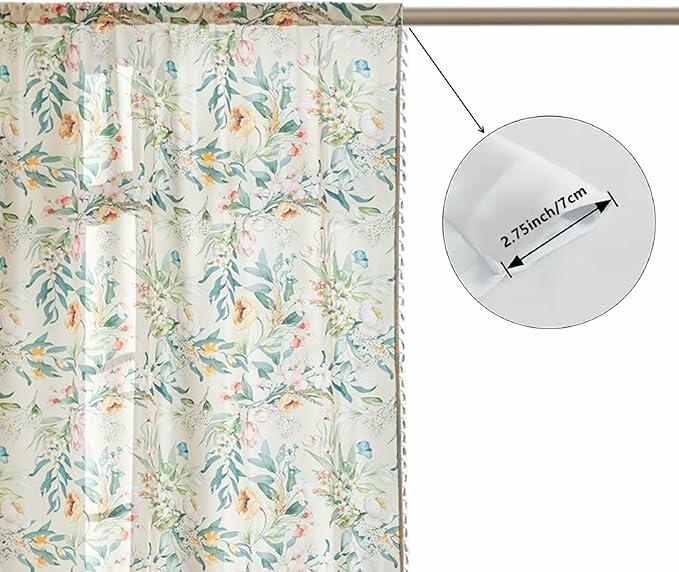 Erbnaryx Boho Floral Curtains French Country Farmhouse Curtains 84 Inches Long