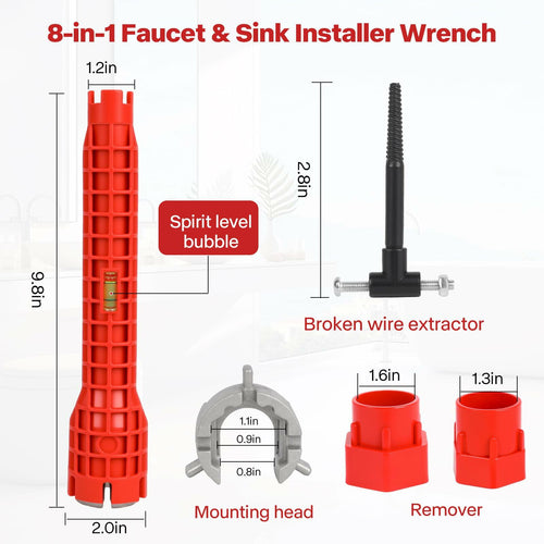 Alocre 8 in-1 Multifunctional Sink & Faucet Installer Wrench - Plumbing Tool for