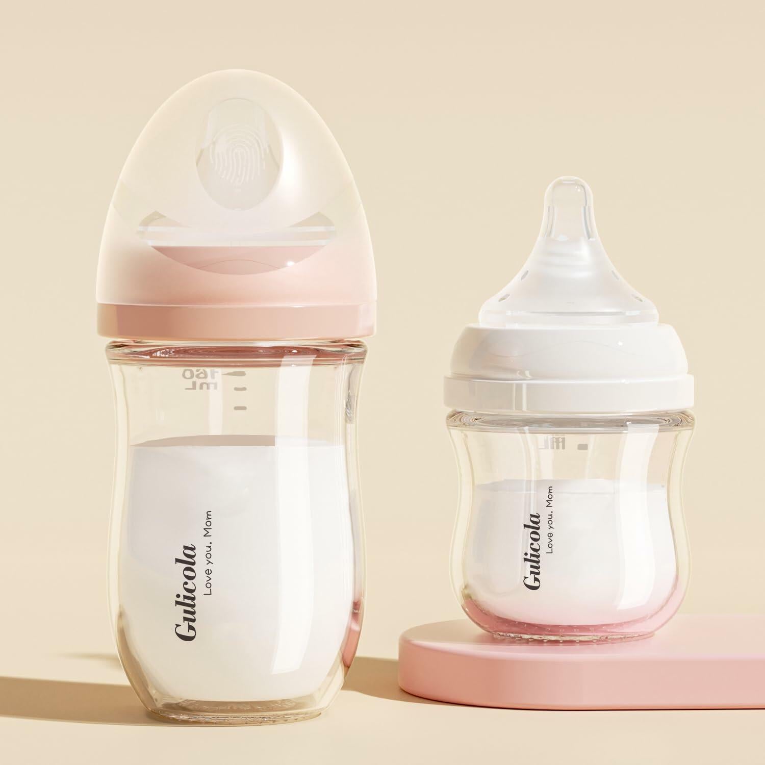 Gulicola Natural Flow Baby Bottle Silicone Nipple Level 1, Slow Flow (S), 1+