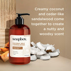 3 Pack Soapbox Liquid Hand Soap, Coconut Milk & Sandalwood, Gentle & Moisturizing Hand Wash for Kitchen and Bathroom, Vegan & Cruelty Free Scented Hand Soap 12 Ounce Pump Bottles