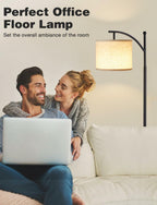 Ambimall Tall Floor Lamps with 3 Color Temperatures Bulb & Adjustable Linen