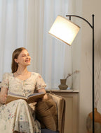 Ambimall Tall Floor Lamps with 3 Color Temperatures Bulb & Adjustable Linen