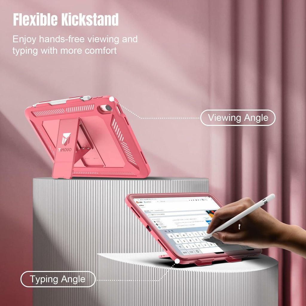 TiMOVO Case for iPad (A16) 11th Generation 11 Inch 2025, iPad 10th Generation Case 2022 with Screen Protector, Heavy Duty Shockproof Rugged Protective Cover, Watermelon Pink