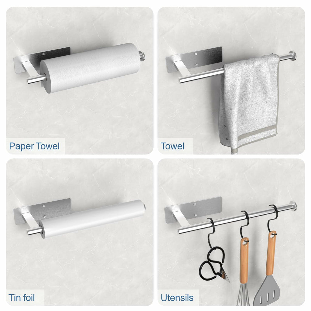 CUXIXA Paper Towel Holder Under Cabinet 2 Pack, Upgraded Adhesive Paper Towel