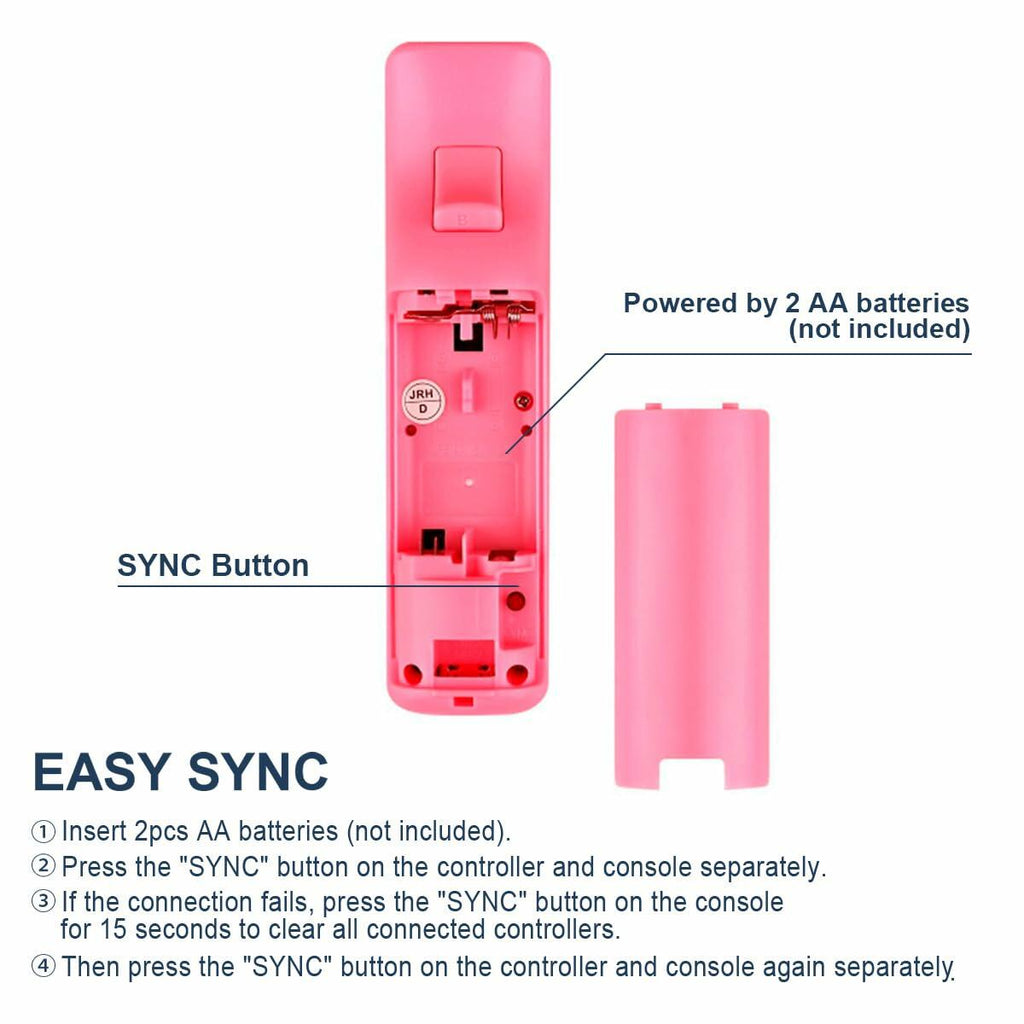 FASIGO Remote Controller with Nunchuck, Compatible with Nintendo Wii/Wii U, 2 Pack (Pink & Blue)