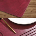 Crocodile Pattern Leather placemats Set of 8 - Faux Leather Place ments Stain Resistant Scratch Resistant Waterproof Heat Resistant Easy to Clean Wipeable for Kitchen Table Decoration mat