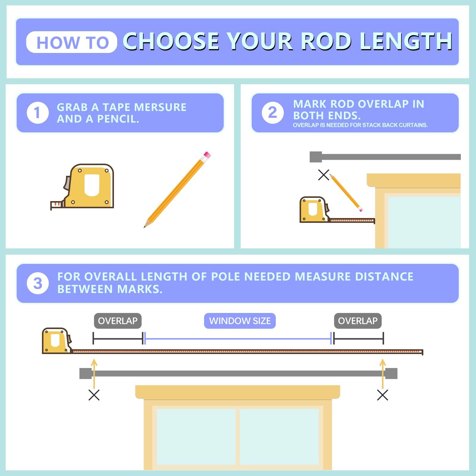 Byondeth Curtain Rods for Windows 16 to 88 Inches Adjustable Length 1 Inch