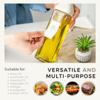 RASOI Oil Dispenser Bottle – Set of 2 17oz/500ml Oil and Vinegar Dispenser - Drip-Free Spout Glass Oil Dispenser – Kitchen Oil Dispenser with Automatic Pouring Lid - Olive Oil Bottle for Cooking