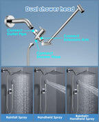 Jafeton High Pressure Rainfall Shower Head with Handheld Spray Combo – 5 Spray
