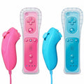 FASIGO Remote Controller with Nunchuck, Compatible with Nintendo Wii/Wii U, 2 Pack (Pink & Blue)