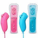 FASIGO Remote Controller with Nunchuck, Compatible with Nintendo Wii/Wii U, 2 Pack (Pink & Blue)