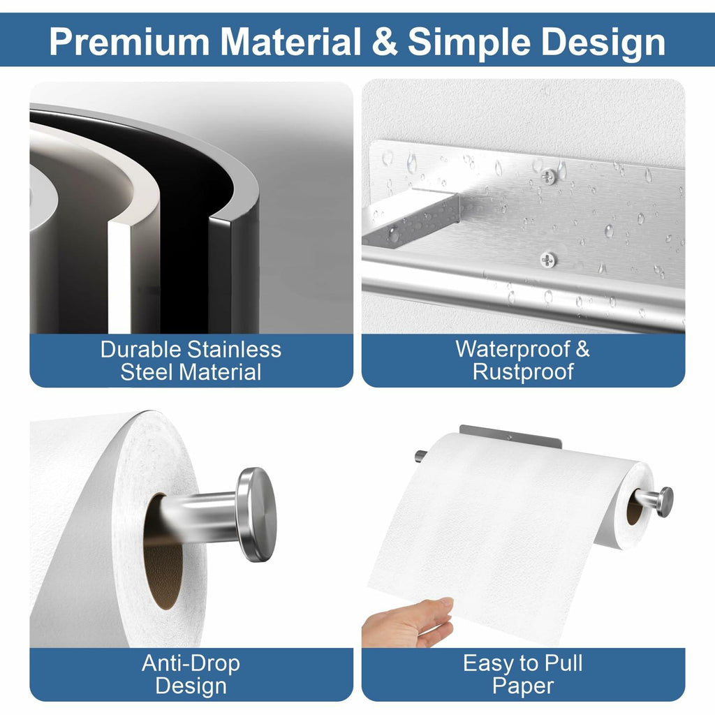CUXIXA Paper Towel Holder Under Cabinet 2 Pack, Upgraded Adhesive Paper Towel