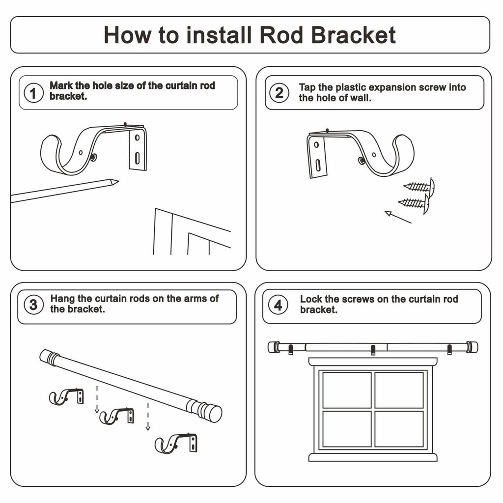Byondeth Curtain Rods for Windows 16 to 88 Inches Adjustable Length 1 Inch