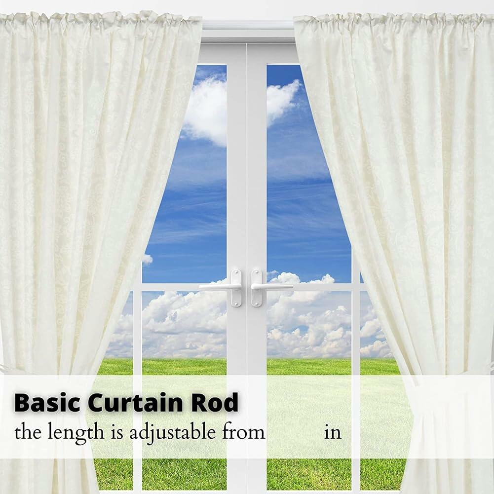 Blu-Pier Tech Heavy Duty Single Rod,Lock Seam Curtain Rod 28 to 48-Inch