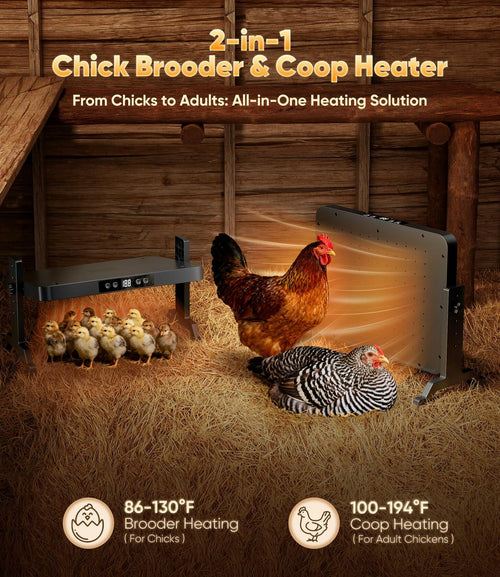 Smart Brooder Heating Plate, 2-in-1 Chicken Coop Heater & Chick Brooder, 200W