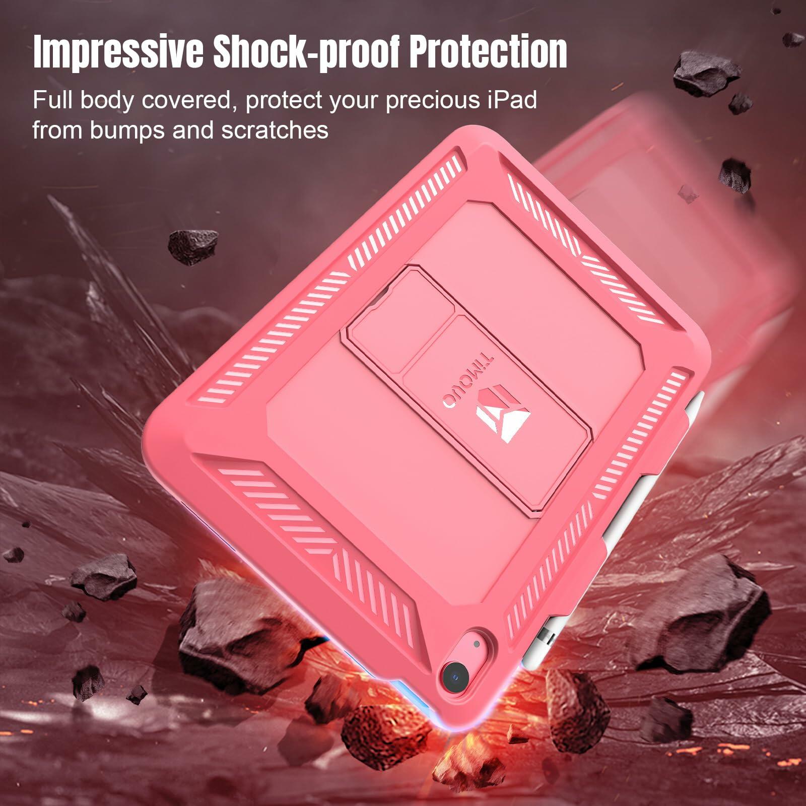 TiMOVO Case for iPad (A16) 11th Generation 11 Inch 2025, iPad 10th Generation Case 2022 with Screen Protector, Heavy Duty Shockproof Rugged Protective Cover, Watermelon Pink