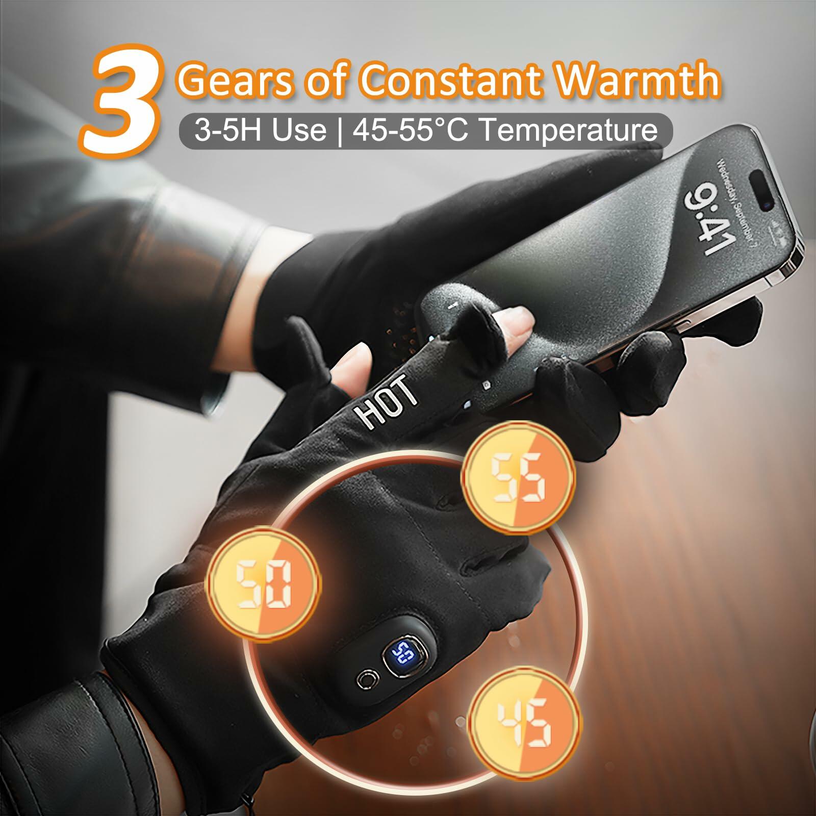 MetroTesco Rechargeable Electric Heated Winter Gloves for Men & Women, Smart