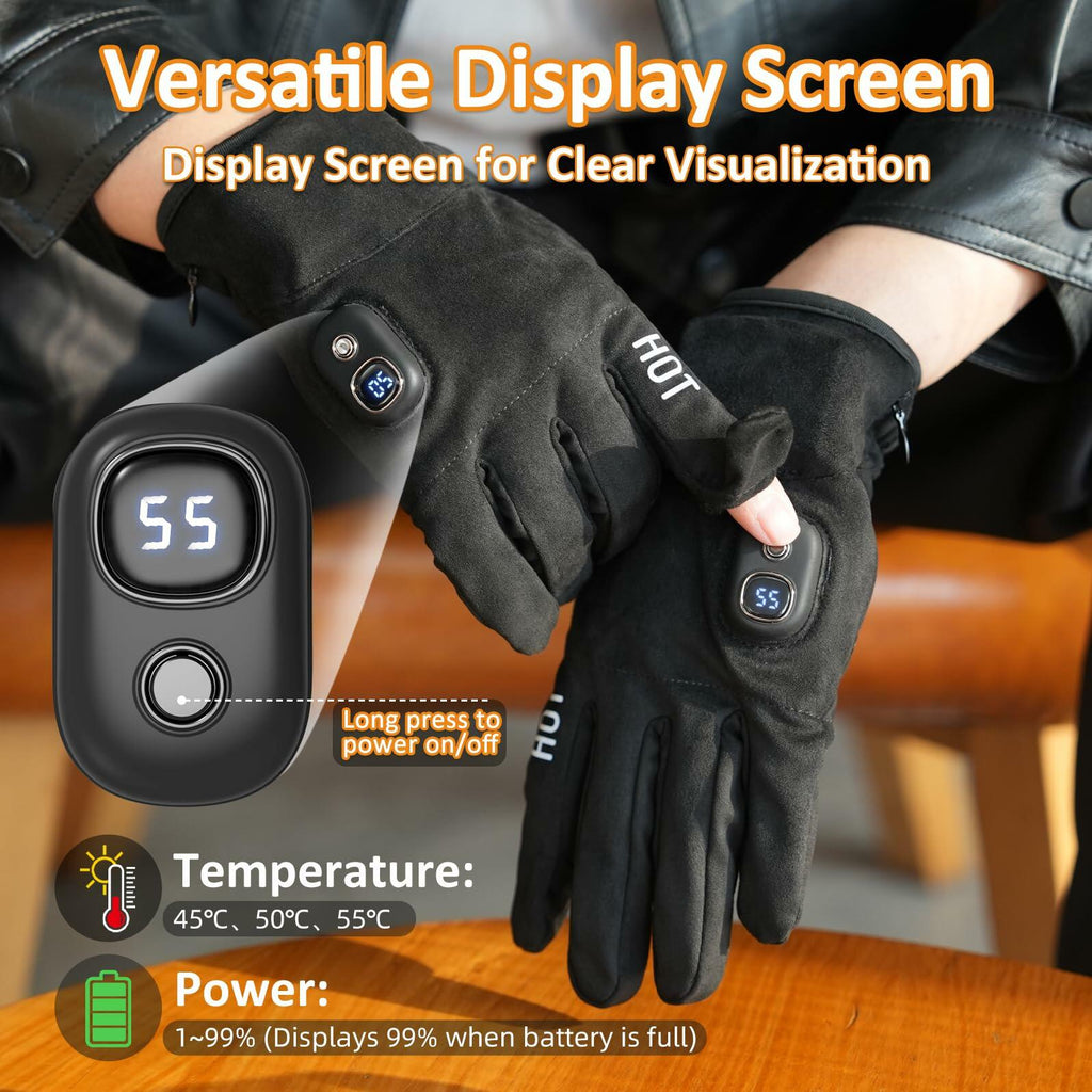 MetroTesco Rechargeable Electric Heated Winter Gloves for Men & Women, Smart