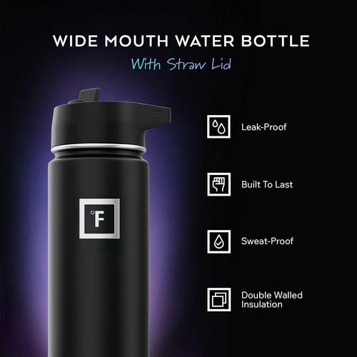 IRON °FLASK Camping & Hiking Hydration Flask with Straw, Wide Mouth Insulated