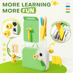 Toddler Cooking Set with Storage Box-Kids Kitchen Set,Safe PP Material Montessori Kitchen Tools for Real Cooking,Dishwasher Safe,Fun Bird-Shaped Organizer Toddler Knife Set