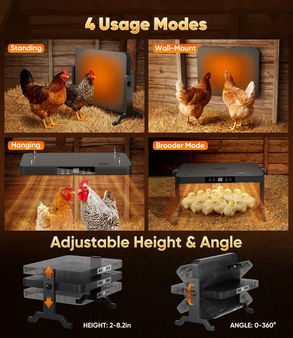 Smart Brooder Heating Plate, 2-in-1 Chicken Coop Heater & Chick Brooder, 200W