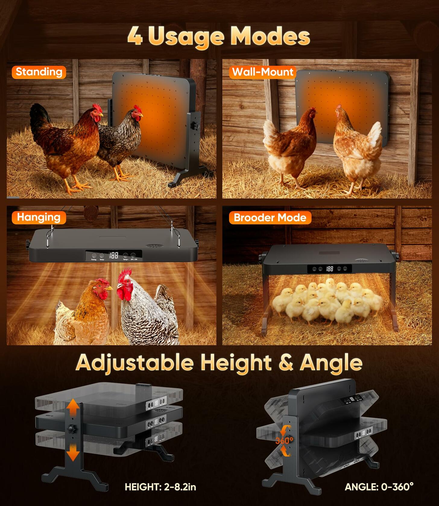 Smart Brooder Heating Plate, 2-in-1 Chicken Coop Heater & Chick Brooder, 200W