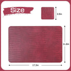 Crocodile Pattern Leather placemats Set of 8 - Faux Leather Place ments Stain Resistant Scratch Resistant Waterproof Heat Resistant Easy to Clean Wipeable for Kitchen Table Decoration mat