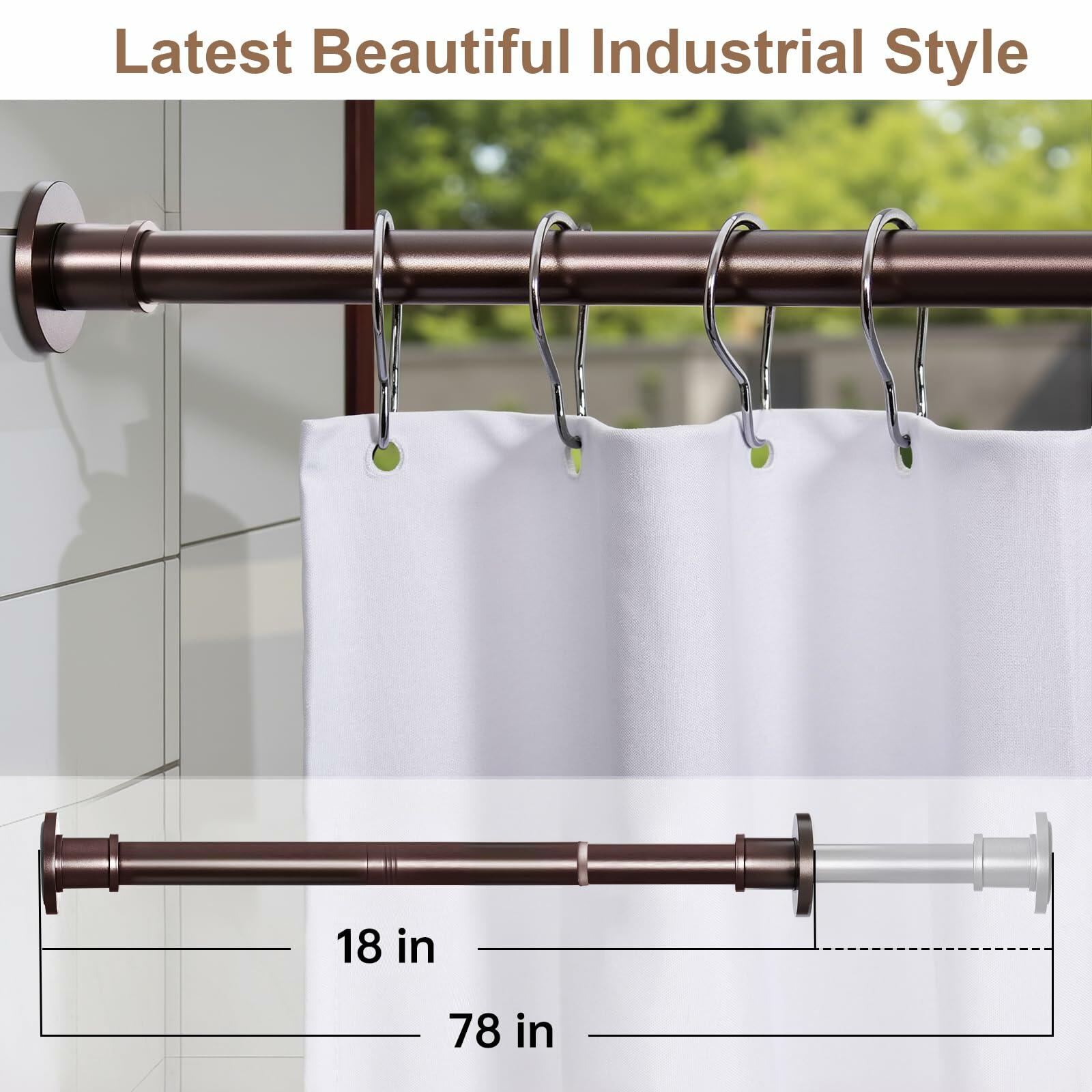 BRIOFOX Shower Curtain Rod Adjustable 18-78 Inch, No Drilling Non Slip Stainless
