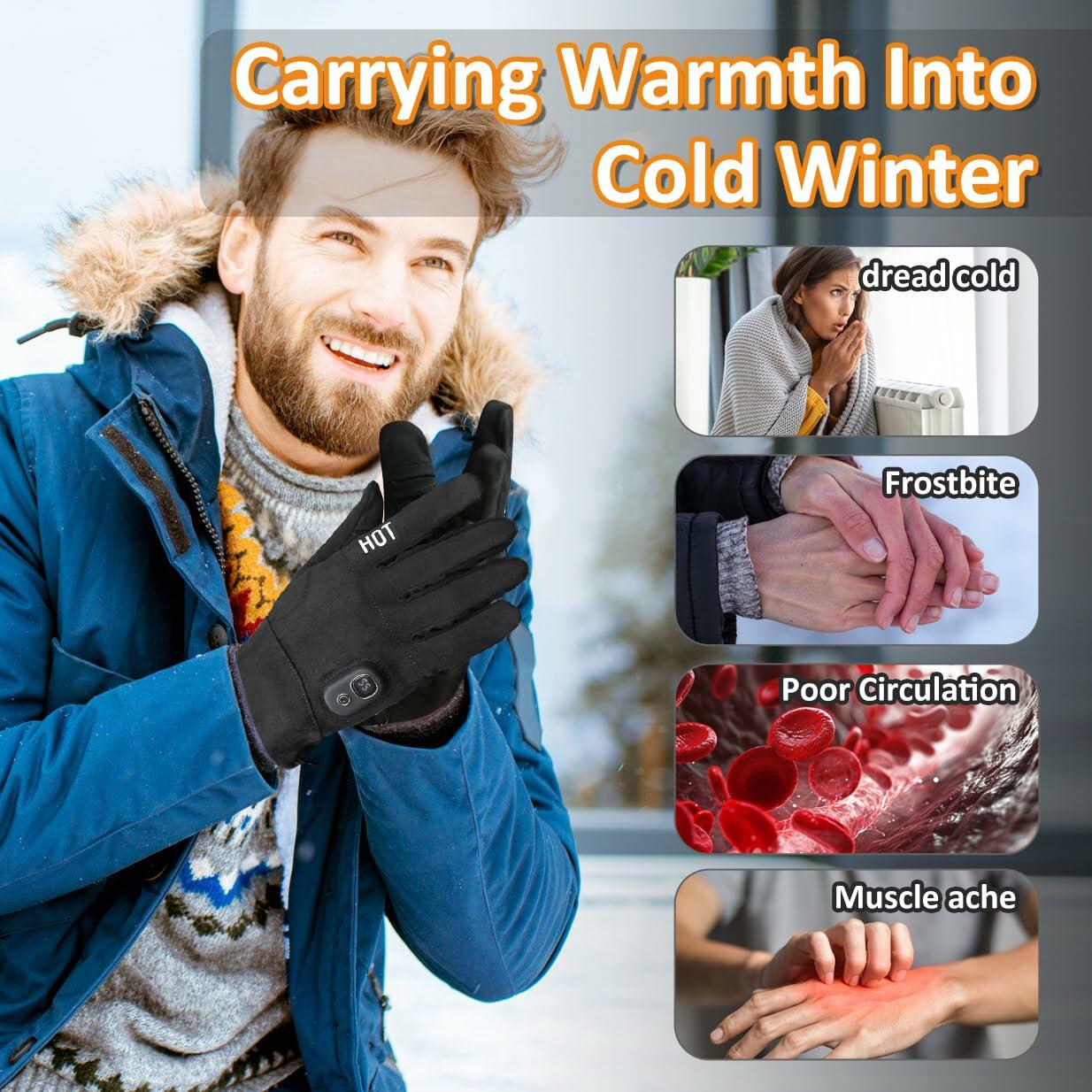 MetroTesco Rechargeable Electric Heated Winter Gloves for Men & Women, Smart