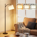 Ambimall Tall Floor Lamps with 3 Color Temperatures Bulb & Adjustable Linen