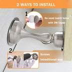 Magnetic Door Stopper 6 Pack Brushed Nickel No Drilling Needed 3M Adhesive or Screw Mount Soft-Catch Magnetic Door Holder for Home & Office