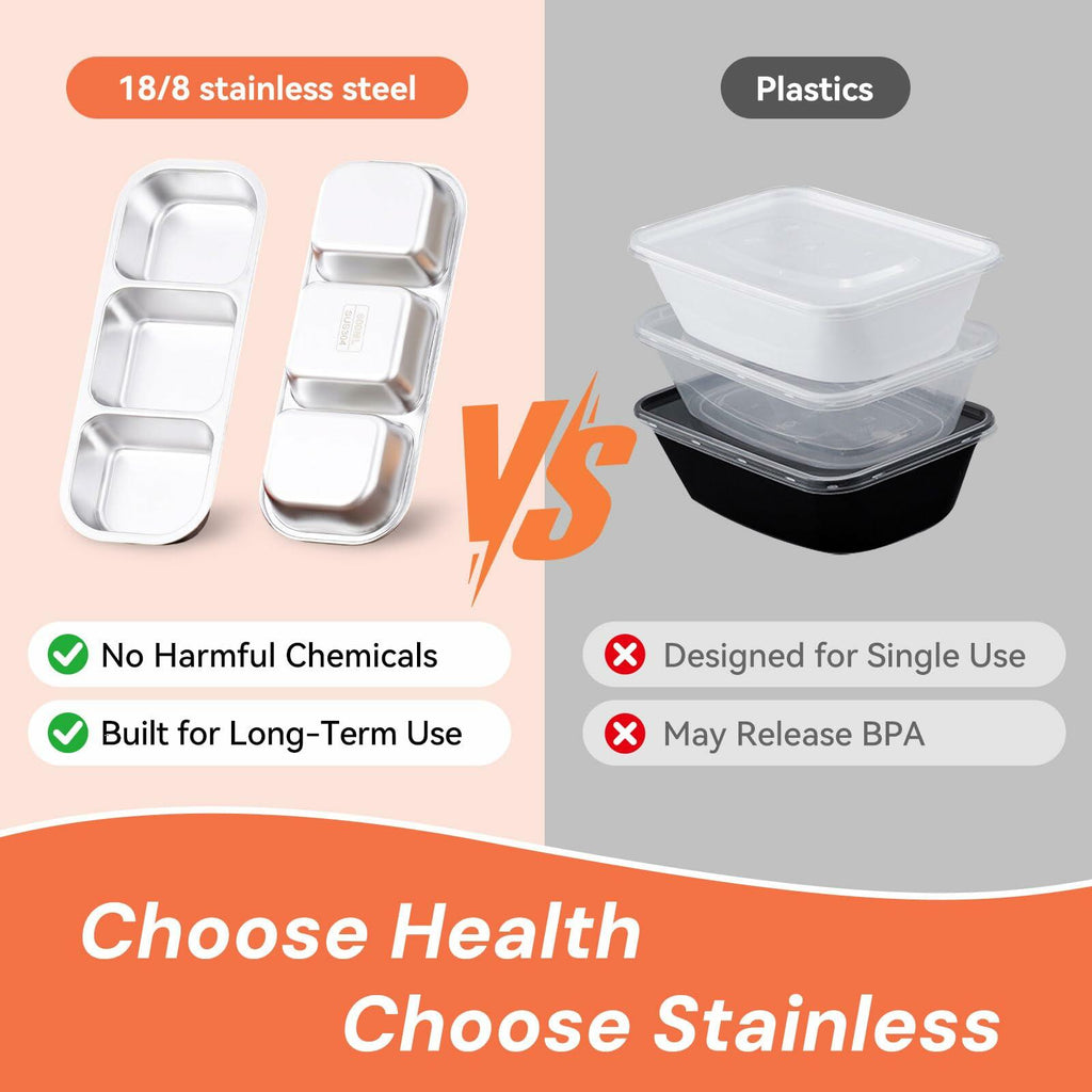 WELTOKE 3 Pack Stainless Steel Snackle Box for Kids & Adults,Metal Snack Containers with Lids,Reusable Snack Container for School, Work, Home & Travel