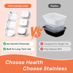 WELTOKE 3 Pack Stainless Steel Snackle Box for Kids & Adults,Metal Snack Containers with Lids,Reusable Snack Container for School, Work, Home & Travel