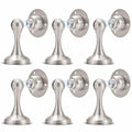 Magnetic Door Stopper 6 Pack Brushed Nickel No Drilling Needed 3M Adhesive or Screw Mount Soft-Catch Magnetic Door Holder for Home & Office