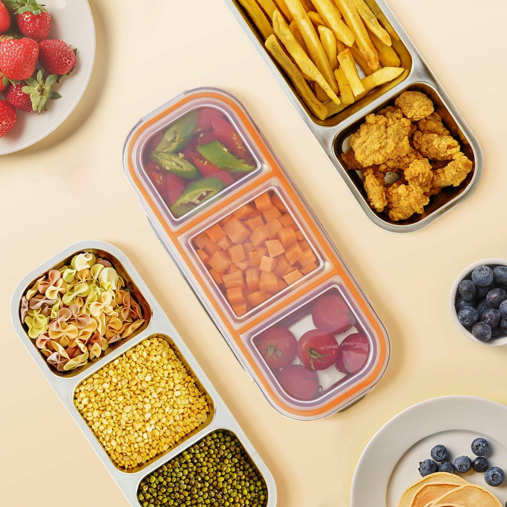 WELTOKE 3 Pack Stainless Steel Snackle Box for Kids & Adults,Metal Snack Containers with Lids,Reusable Snack Container for School, Work, Home & Travel