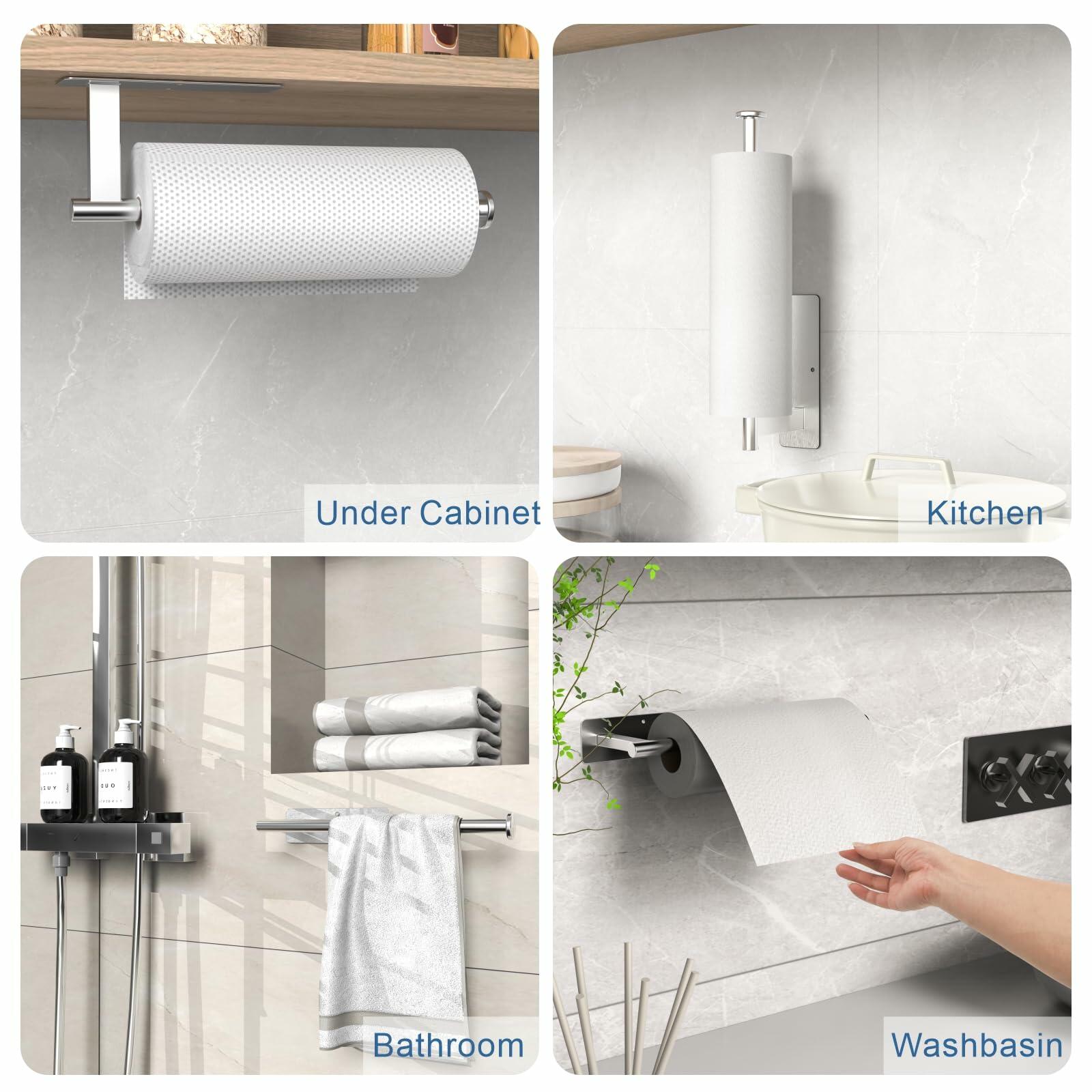 CUXIXA Paper Towel Holder Under Cabinet 2 Pack, Upgraded Adhesive Paper Towel