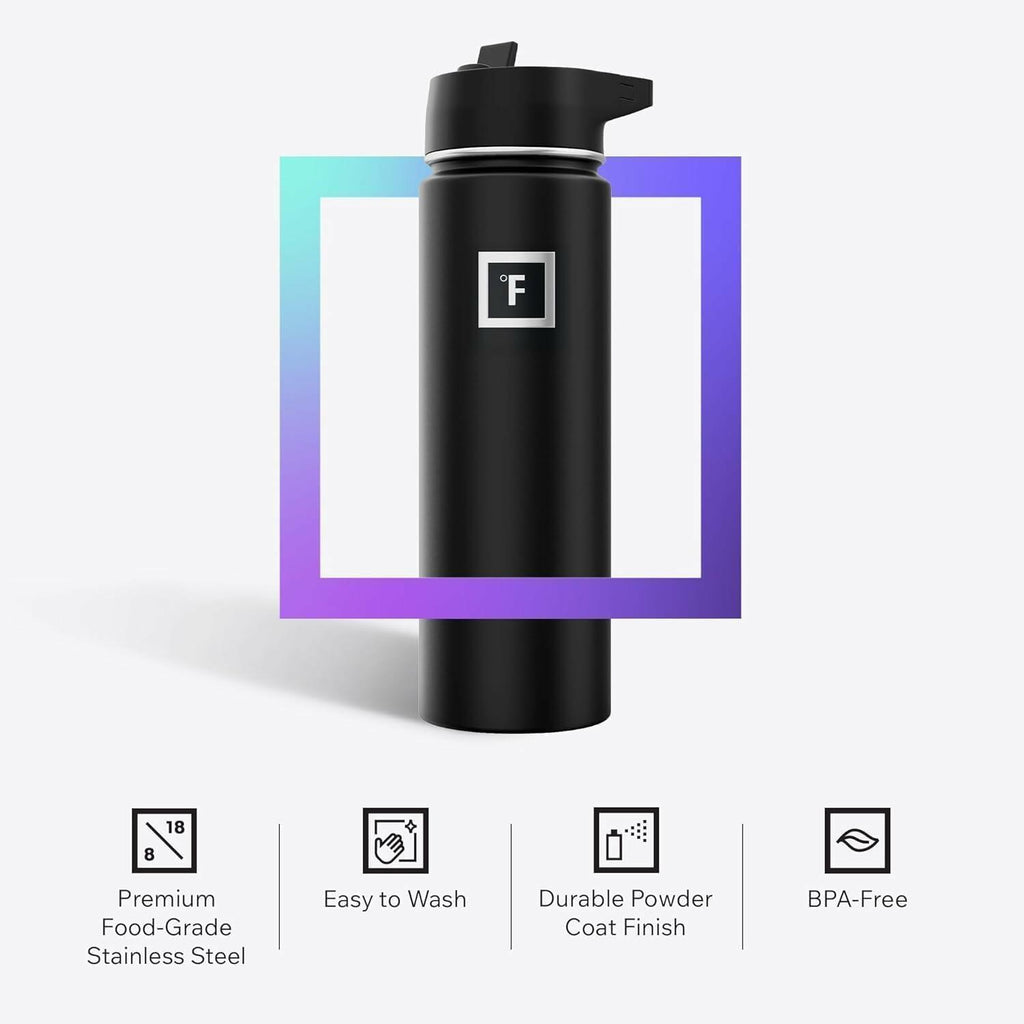 IRON °FLASK Camping & Hiking Hydration Flask with Straw, Wide Mouth Insulated