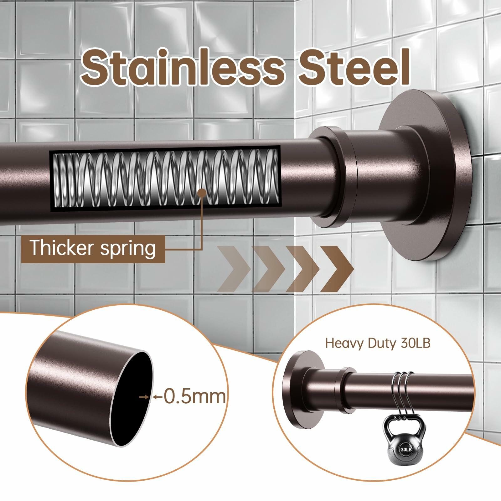 BRIOFOX Shower Curtain Rod Adjustable 18-78 Inch, No Drilling Non Slip Stainless