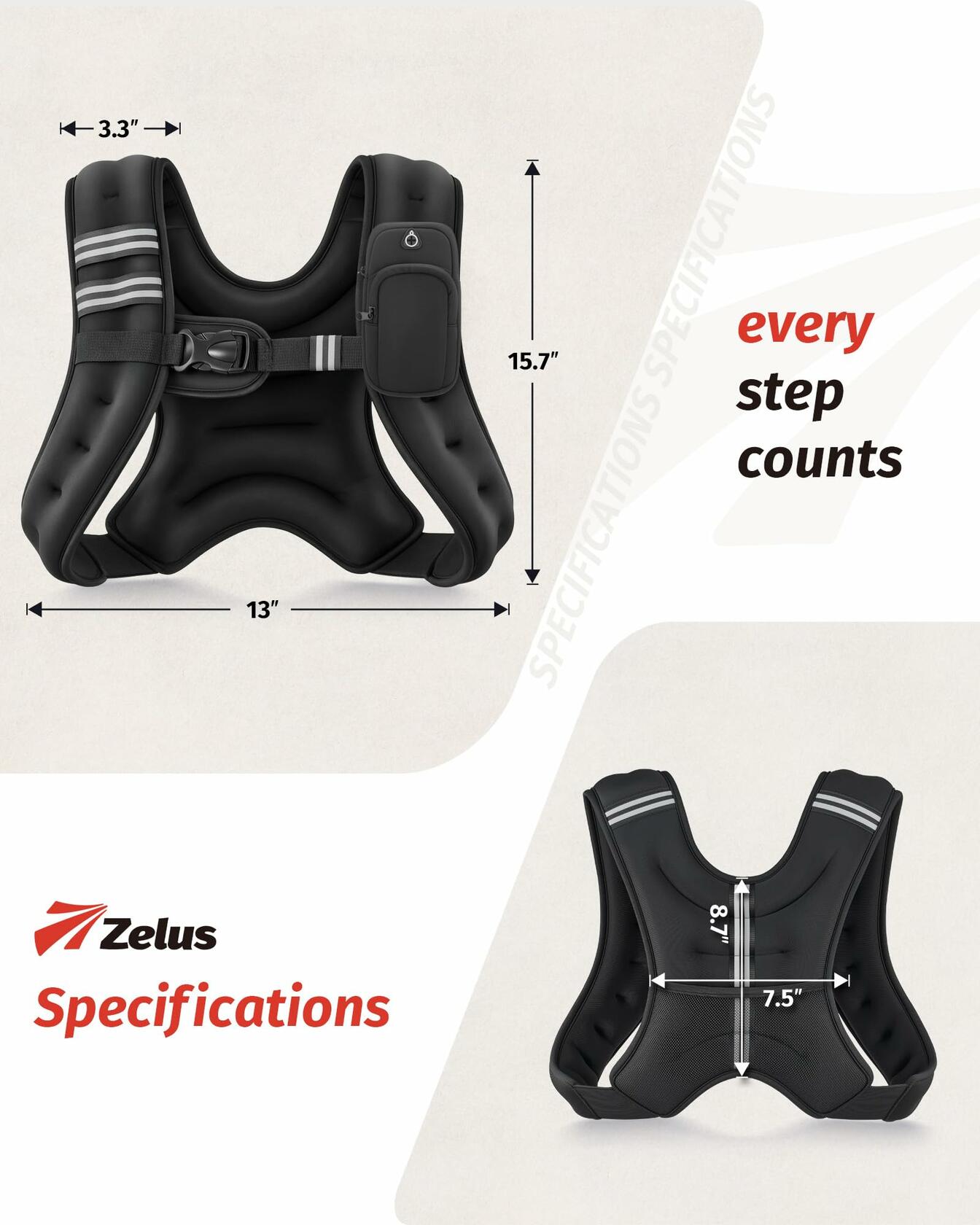 ZELUS Weighted Vest, 6lb/8lb/12lb/16lb/20lb/25lb/30lb Weight Vest with