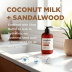 3 Pack Soapbox Liquid Hand Soap, Coconut Milk & Sandalwood, Gentle & Moisturizing Hand Wash for Kitchen and Bathroom, Vegan & Cruelty Free Scented Hand Soap 12 Ounce Pump Bottles