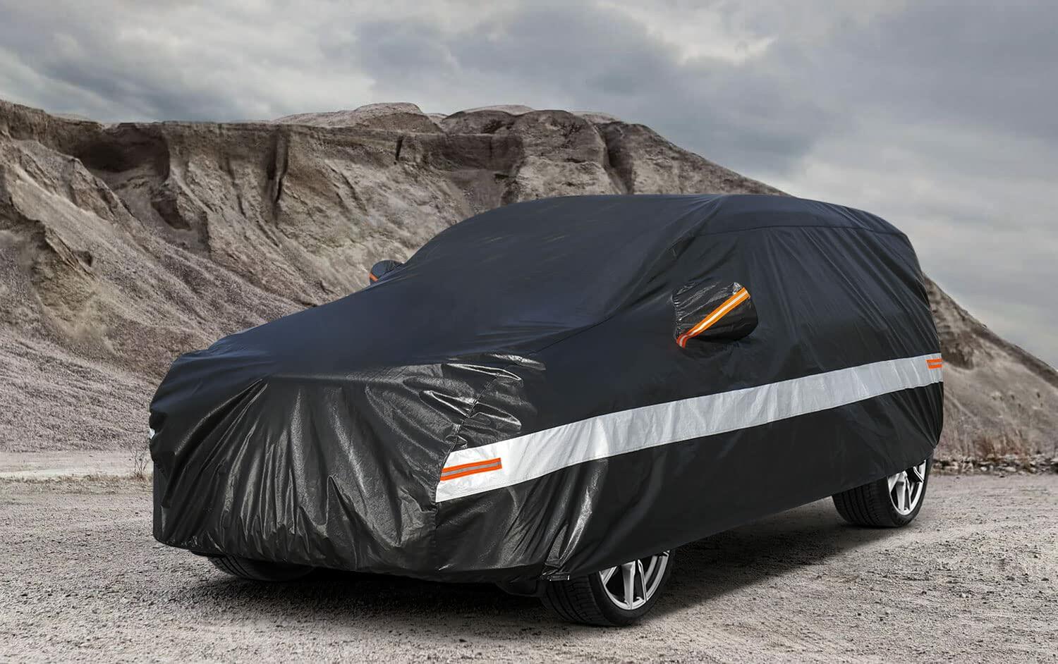 Holthly 10 Layers Car Cover Waterproof All Weather for SUV,100% Waterproof Outdoor Car Covers Rain Snow UV Dust Protection. Custom Fit for BMW X3, Audi Q5, Nissan Rogue, Chevy Equinox,etc