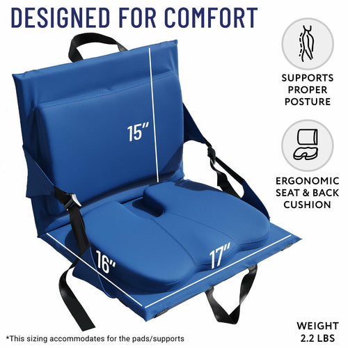 Everlasting Comfort Stadium Seats with Back Support - Adjustable Memory Foam