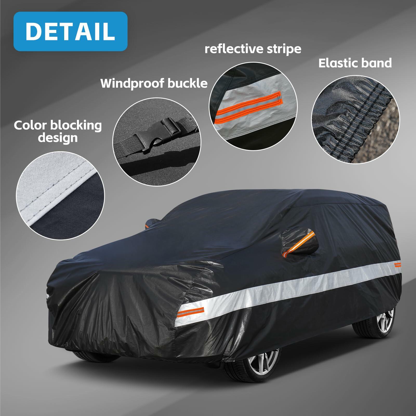 Holthly 10 Layers Car Cover Waterproof All Weather for SUV,100% Waterproof Outdoor Car Covers Rain Snow UV Dust Protection. Custom Fit for BMW X3, Audi Q5, Nissan Rogue, Chevy Equinox,etc