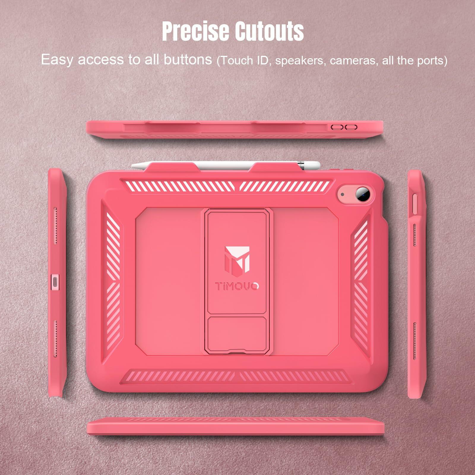 TiMOVO Case for iPad (A16) 11th Generation 11 Inch 2025, iPad 10th Generation Case 2022 with Screen Protector, Heavy Duty Shockproof Rugged Protective Cover, Watermelon Pink