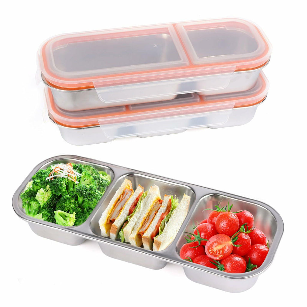 WELTOKE 3 Pack Stainless Steel Snackle Box for Kids & Adults,Metal Snack Containers with Lids,Reusable Snack Container for School, Work, Home & Travel