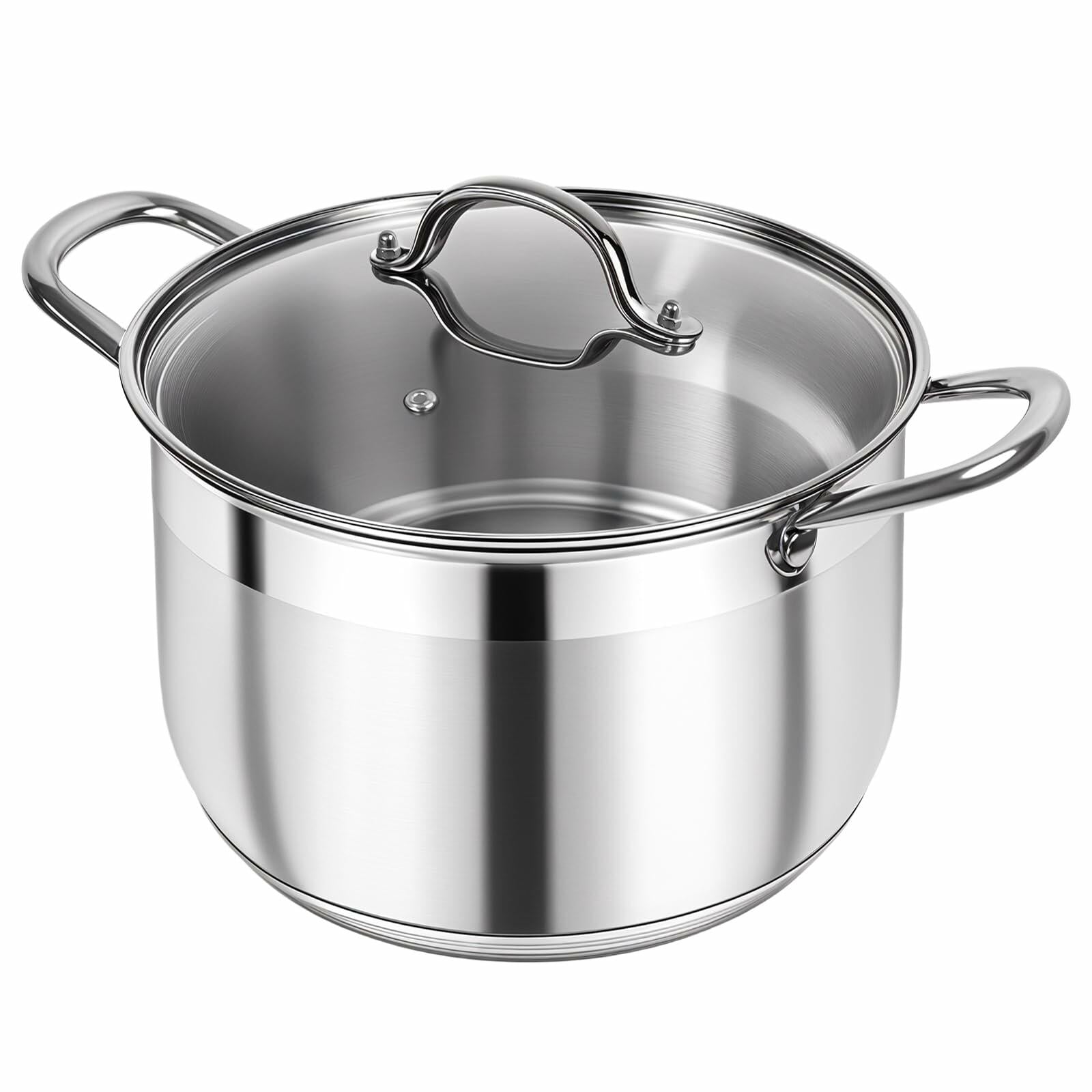 Kirecoo Stainless Steel Stock Pot - 12 Quart Heavy Duty Stock Cooking Pot with Visible Lid for Pasta, Soup, Spaghetti, Nonstick Thick Bottom Big Stockpot, Cookware for Canning, Boiling, Simmer