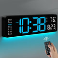 MASHI Digital Wall Clock, 16" Large Display Digital Clock with Remote Control, Auto-Dimming Wall Clock with Night Light, DST, Date Week,Temp for Living Room, Bedroom, Decor, for Elderly