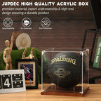 JupDec Basketball Display Case Acrylic Clear 10" Full Size with Solid Wood Base,